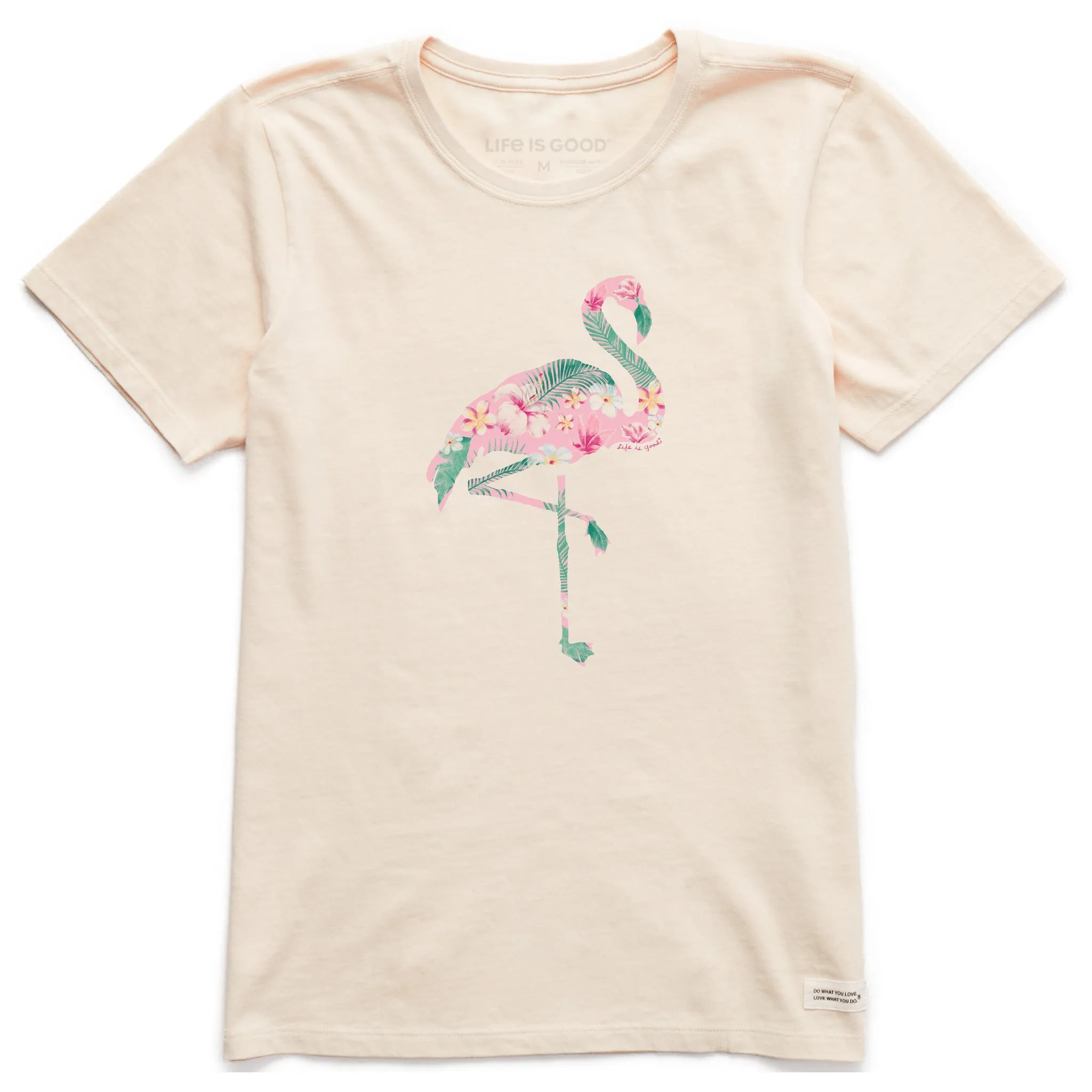 Women's Flamingo Flowers Short Sleeve Tee Life is Good