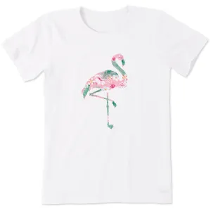 Women's Flamingo Flowers Short Sleeve Tee Life is Good