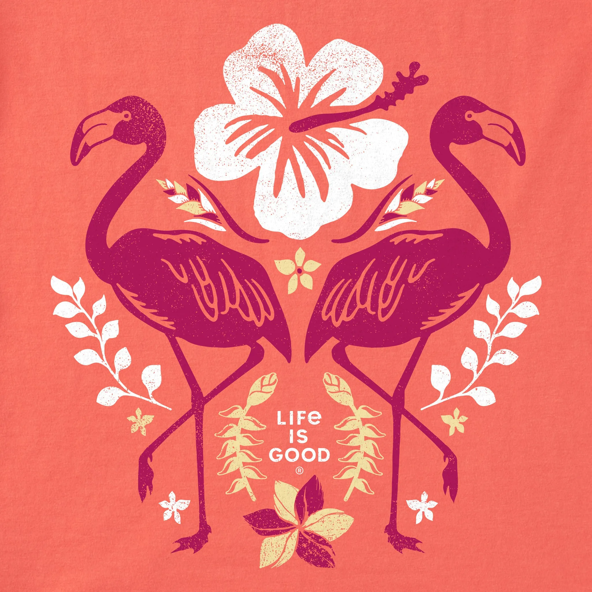 Women's Flamingo Garden Short Sleeve Crusher Boxy Tee Life is Good