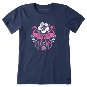 Women's Flamingo Garden Short Sleeve Tee Life is Good