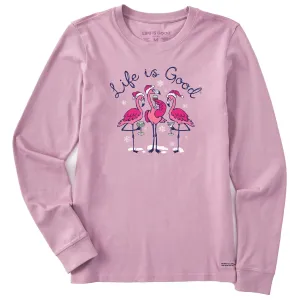 Women's Flamingo Holiday Cocktails Long Sleeve Crusher Tee Life is Good