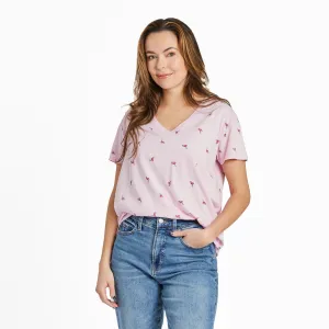 Women's Flamingo Pattern Crusher-LITE Easy Vee Life is Good