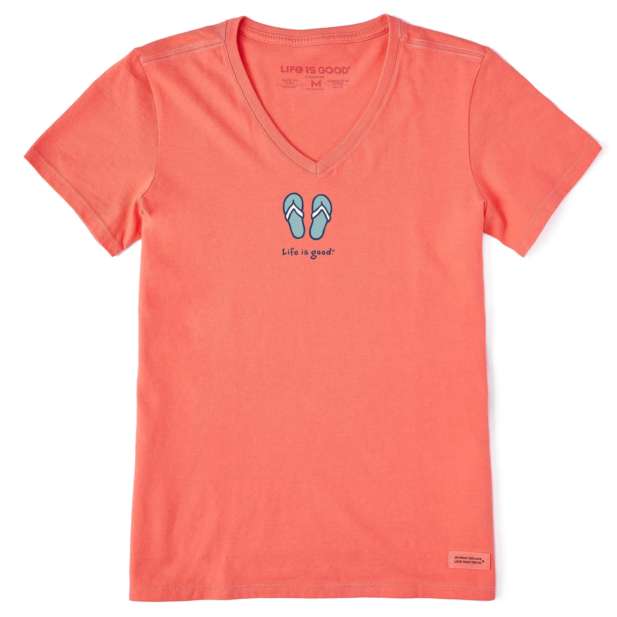 Women's Flip Flops Short Sleeve Vee Life is Good