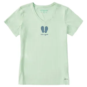 Women's Flip Flops Short Sleeve Vee Life is Good