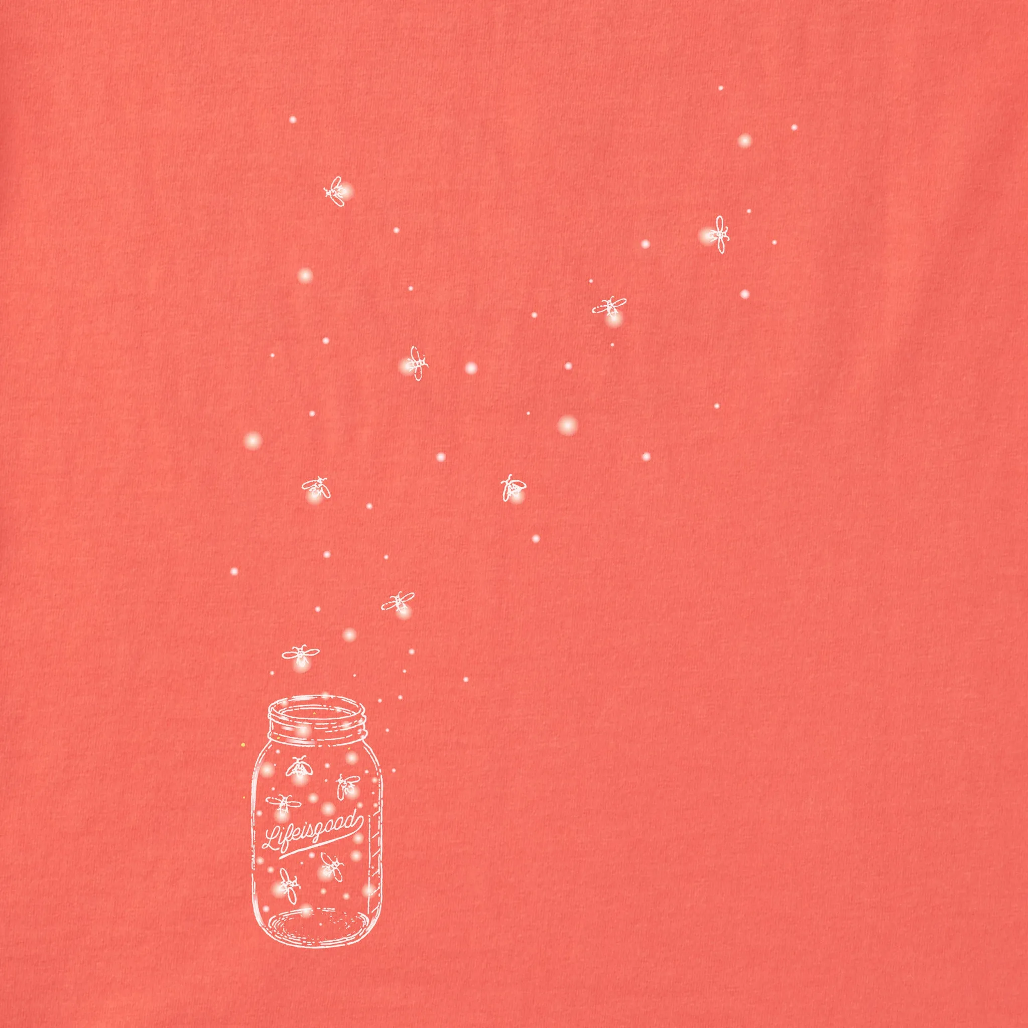 Women's Floating Fireflies Jar Short Sleeve Crusher Vee Life is Good