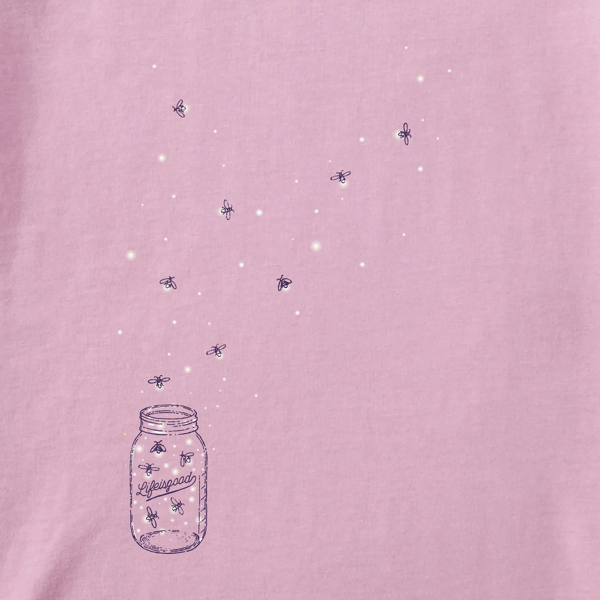 Women's Floating Fireflies Jar Short Sleeve Crusher Vee Life is Good