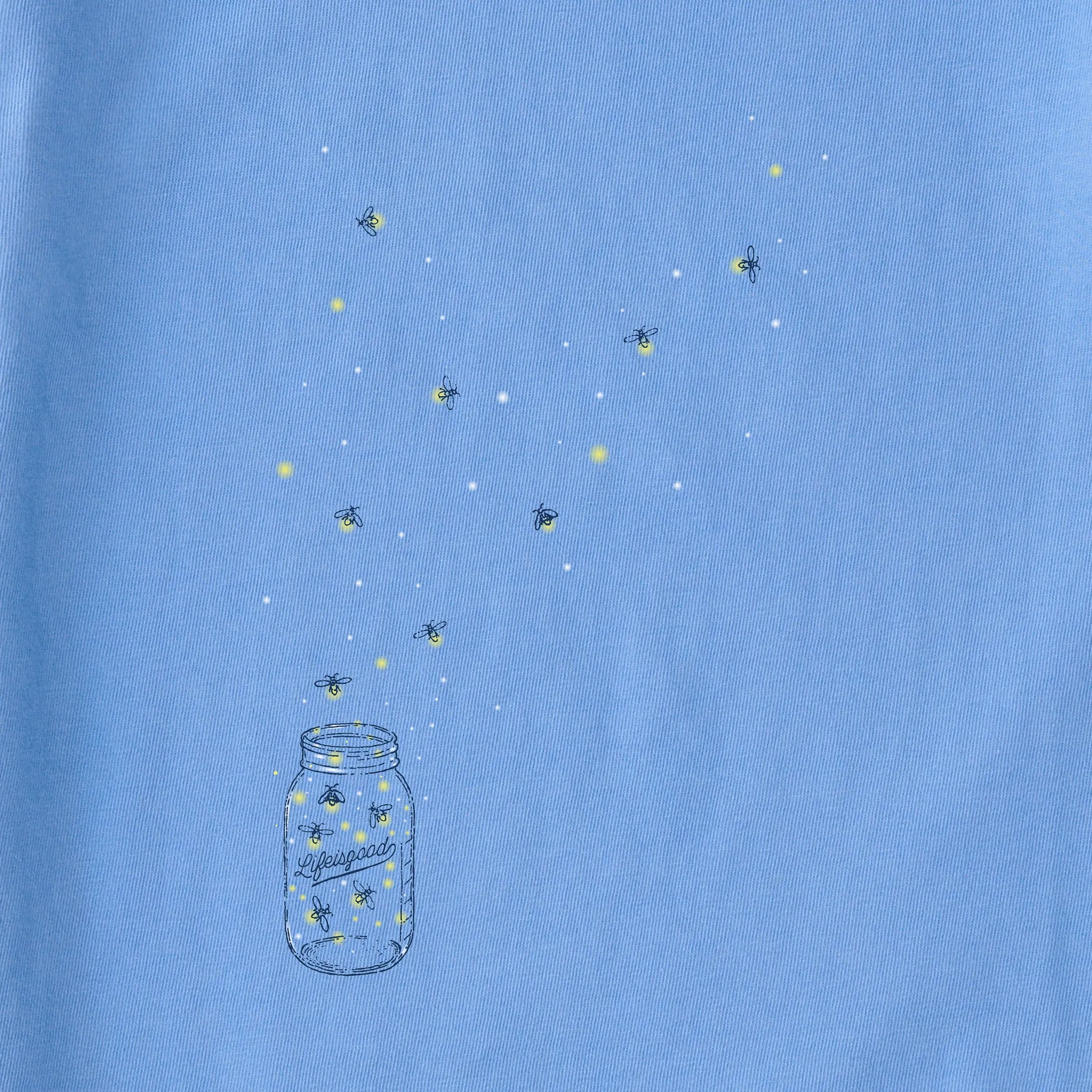Women's Floating Fireflies Jar Short Sleeve Crusher Vee Life is Good