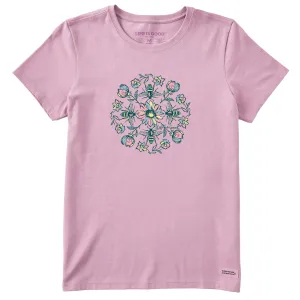 Women's Floral Bee Mandala Short Sleeve Tee Life is Good