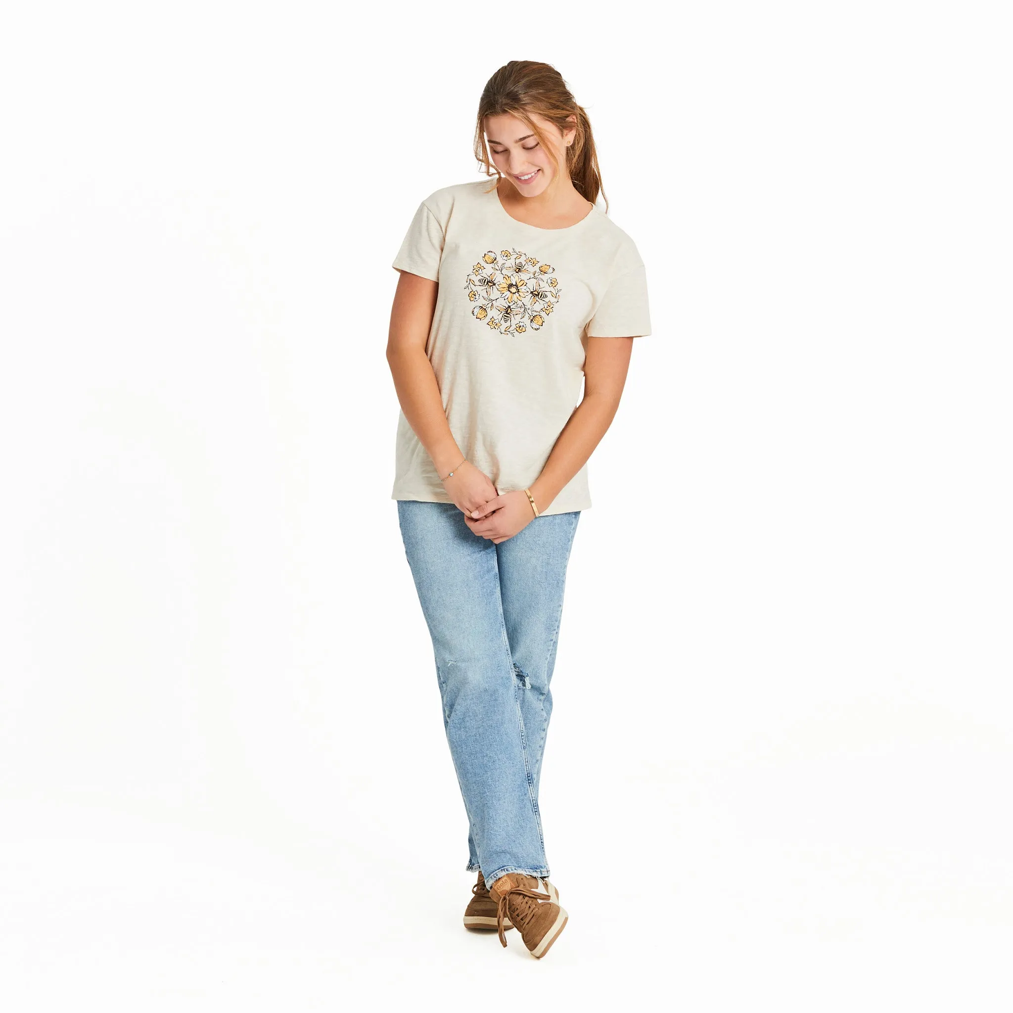 Women's Floral Bee Mandala Slub Easy Fit Tee Life is Good
