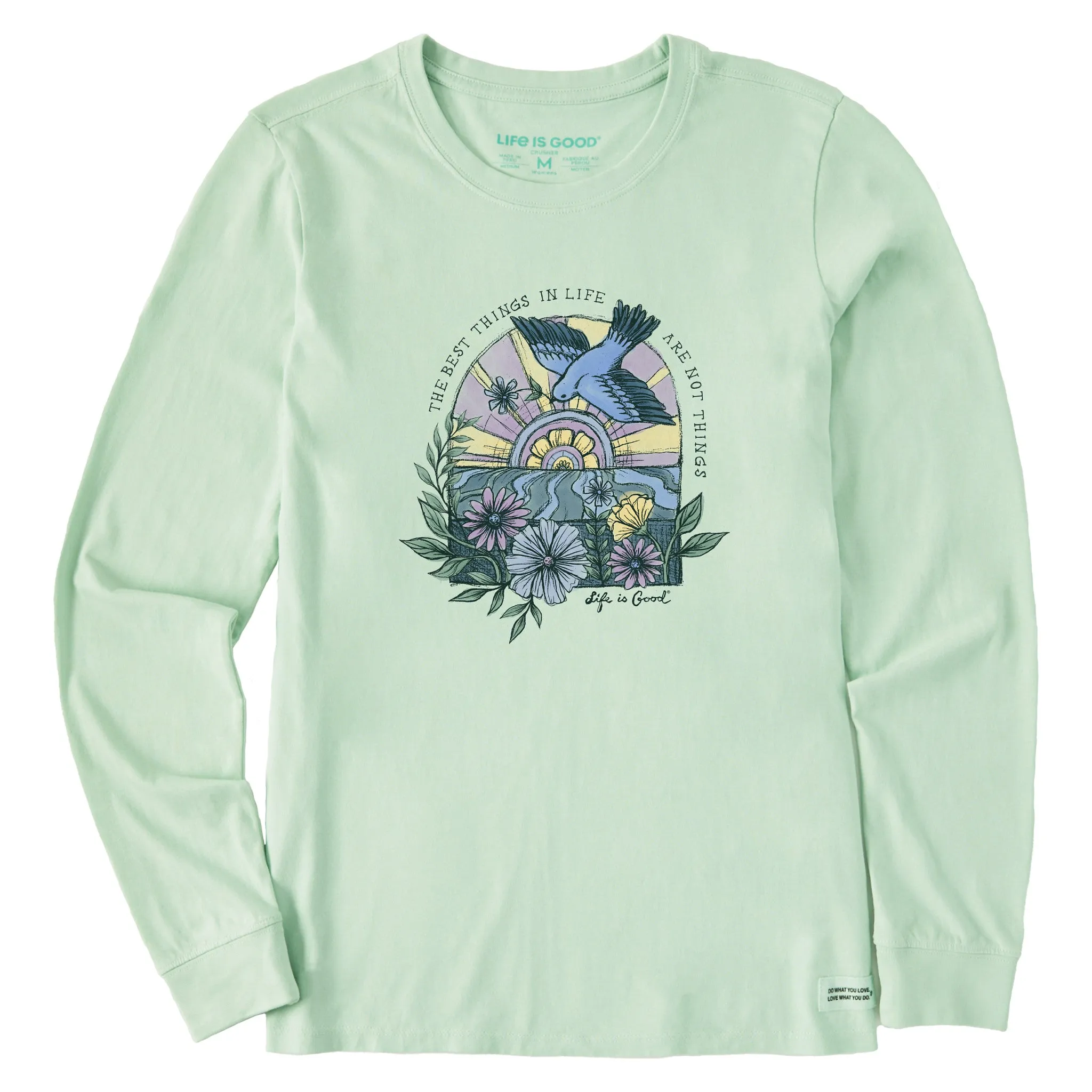 Women's Floral Bird Sunrise Best Things Long Sleeve Crusher Tee Life is Good
