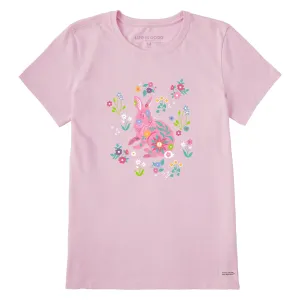 Women's Floral Bunny Short Sleeve Tee Life is Good