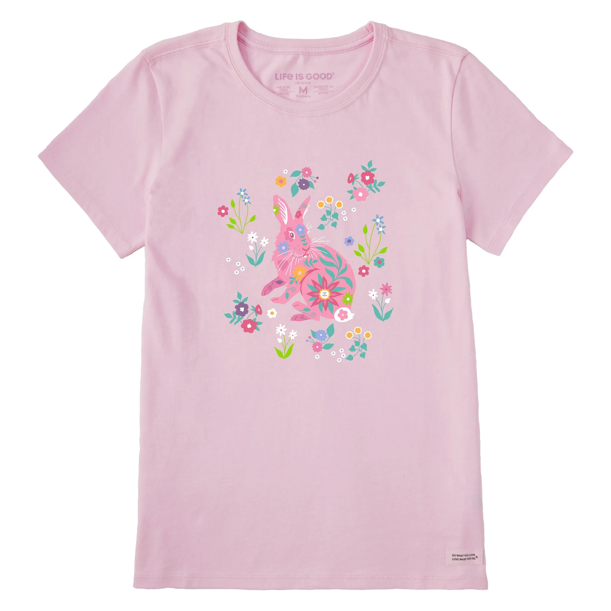 Women's Floral Bunny Short Sleeve Tee Life is Good