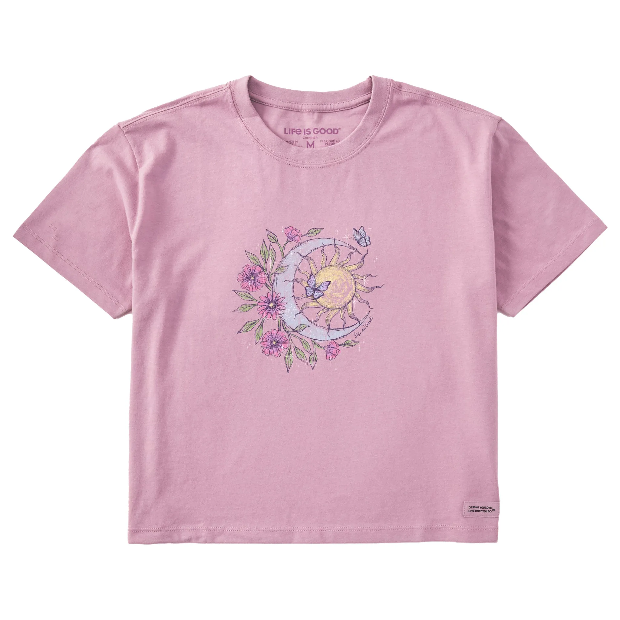 Women's Floral Butterfly Celestial Short Sleeve Crusher Boxy Tee Life is Good
