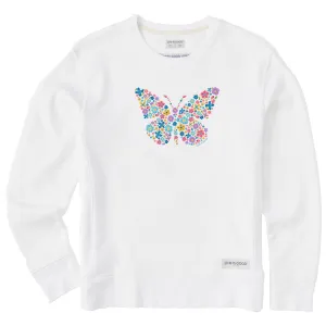Women's Floral Butterfly Simply True Fleece Crew Life is Good