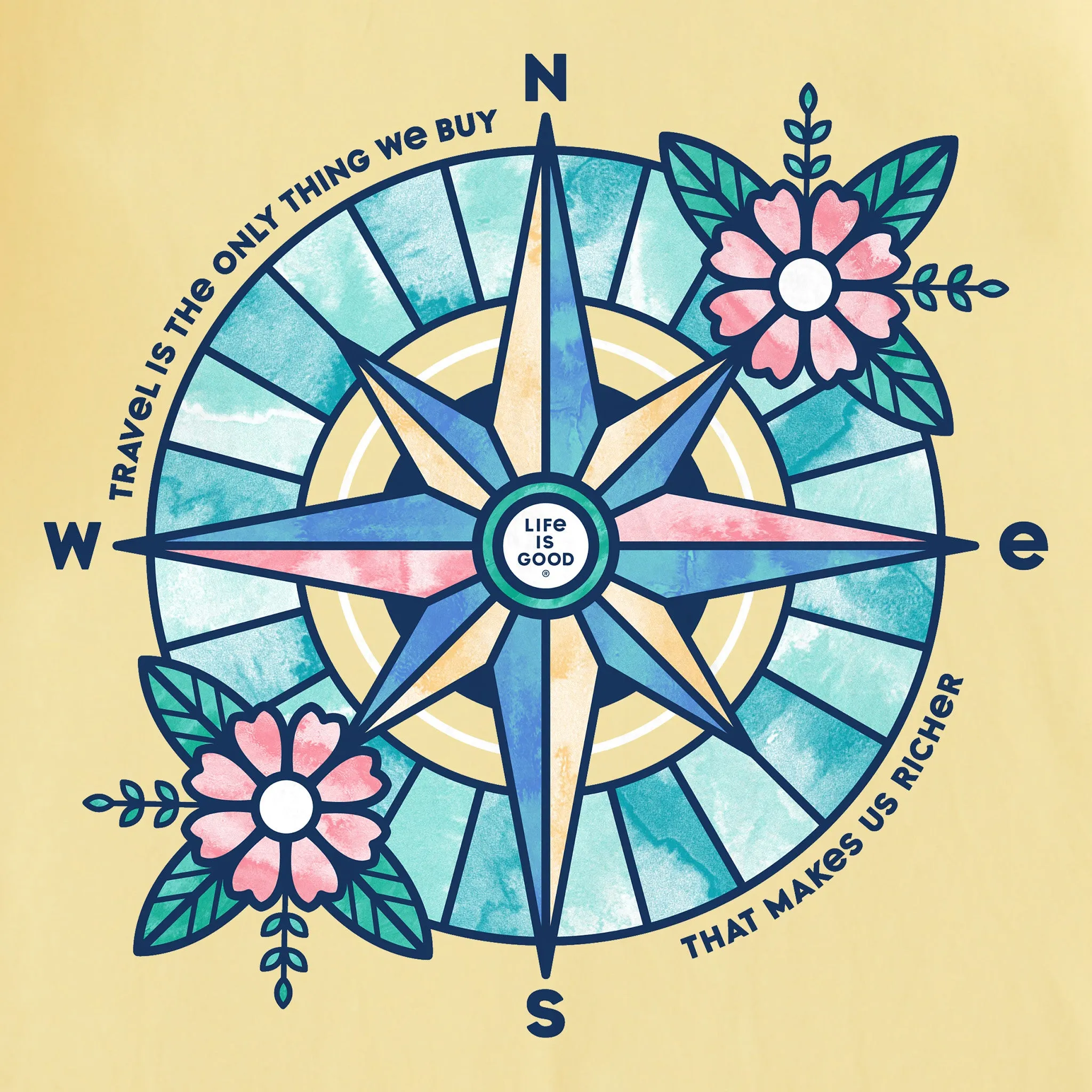 Women's Floral Compass Richer Short Sleeve Tee Life is Good