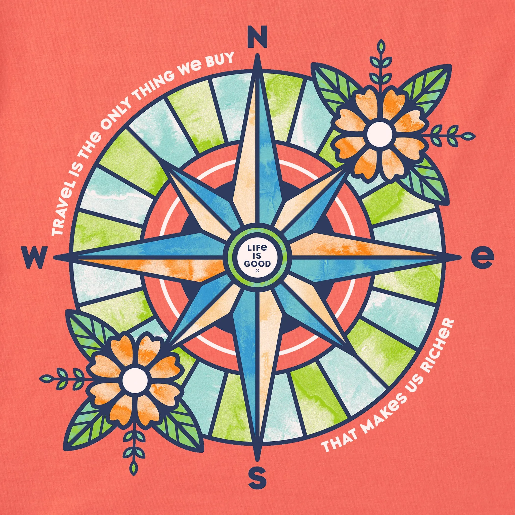 Women's Floral Compass Richer Short Sleeve Tee Life is Good