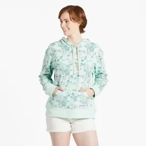 Women's Floral Garden Pattern Simply True Fleece Hoodie Life is Good