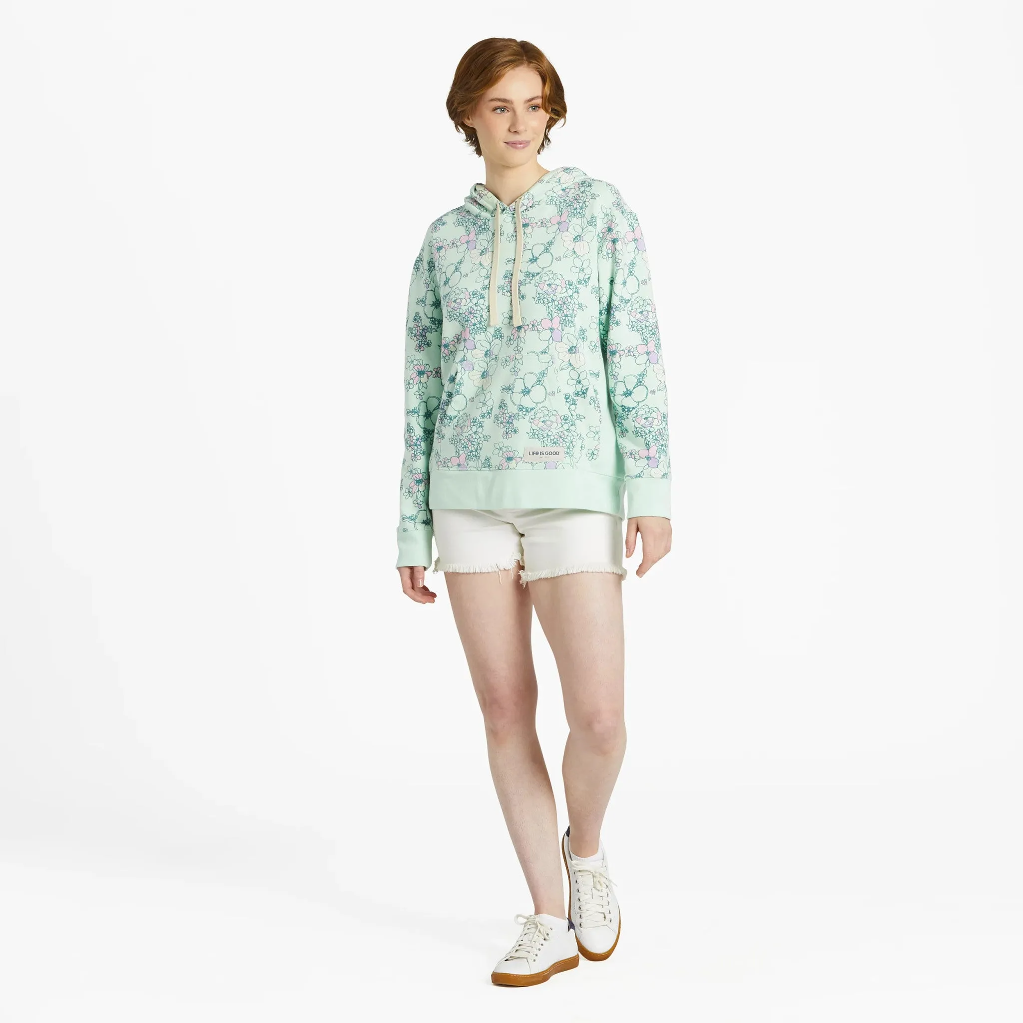 Women's Floral Garden Pattern Simply True Fleece Hoodie Life is Good