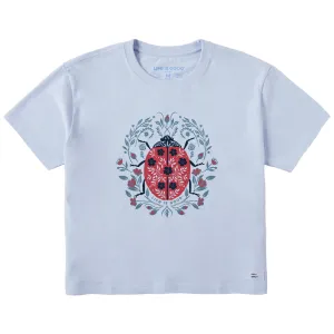 Women's Floral Ladybug Short Sleeve Crusher Boxy Tee Life is Good