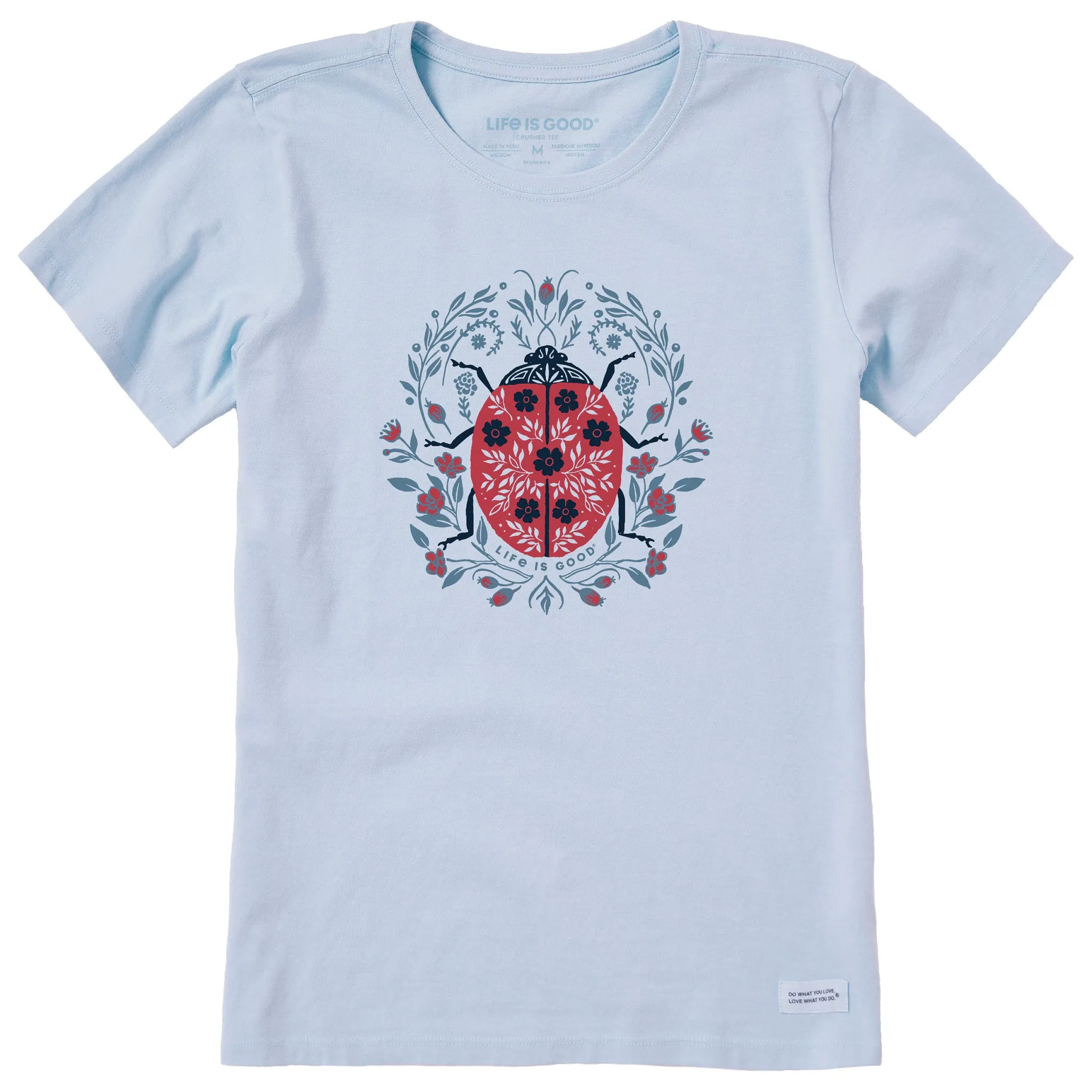 Women's Floral Ladybug Short Sleeve Crusher Tee Life is Good