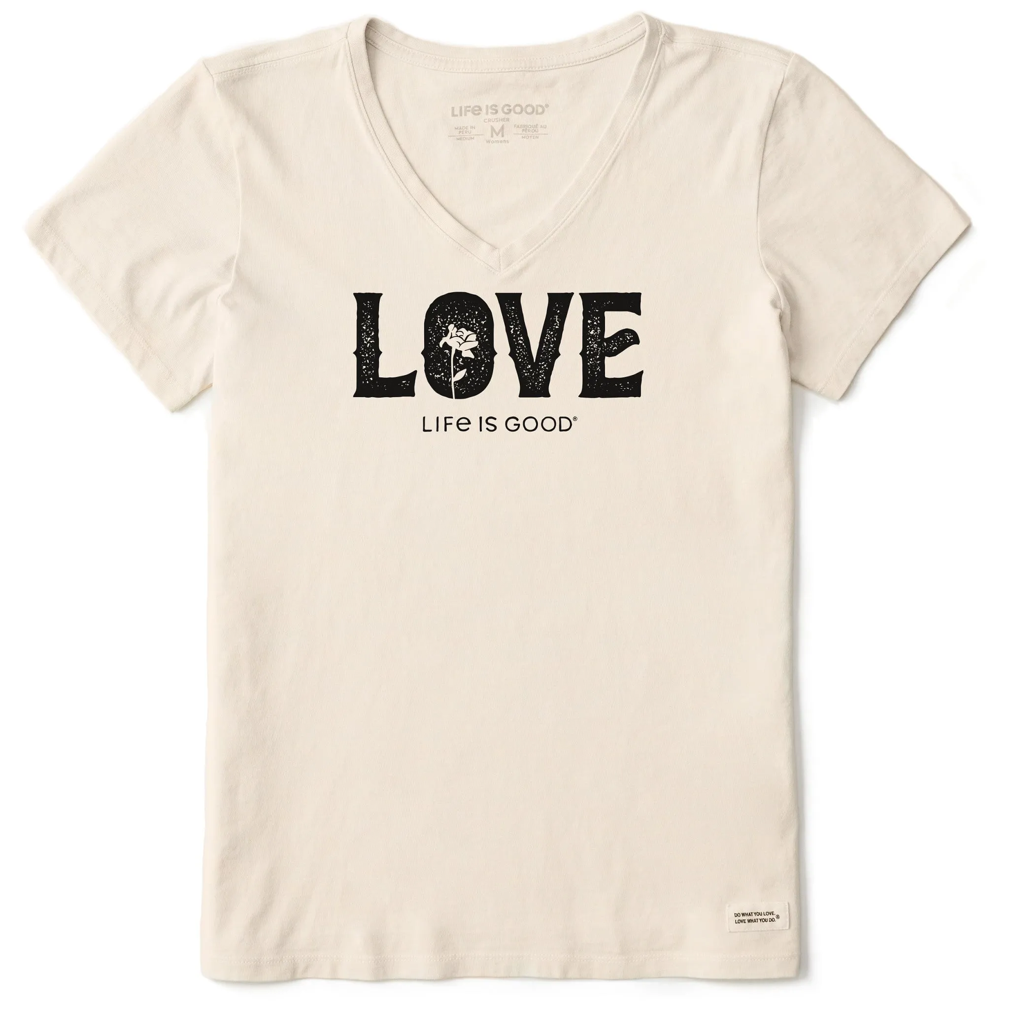 Women's Floral Love Short Sleeve Crusher Vee Life is Good