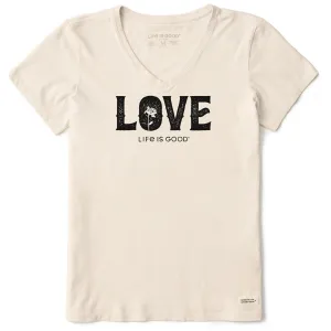 Women's Floral Love Short Sleeve Crusher Vee Life is Good