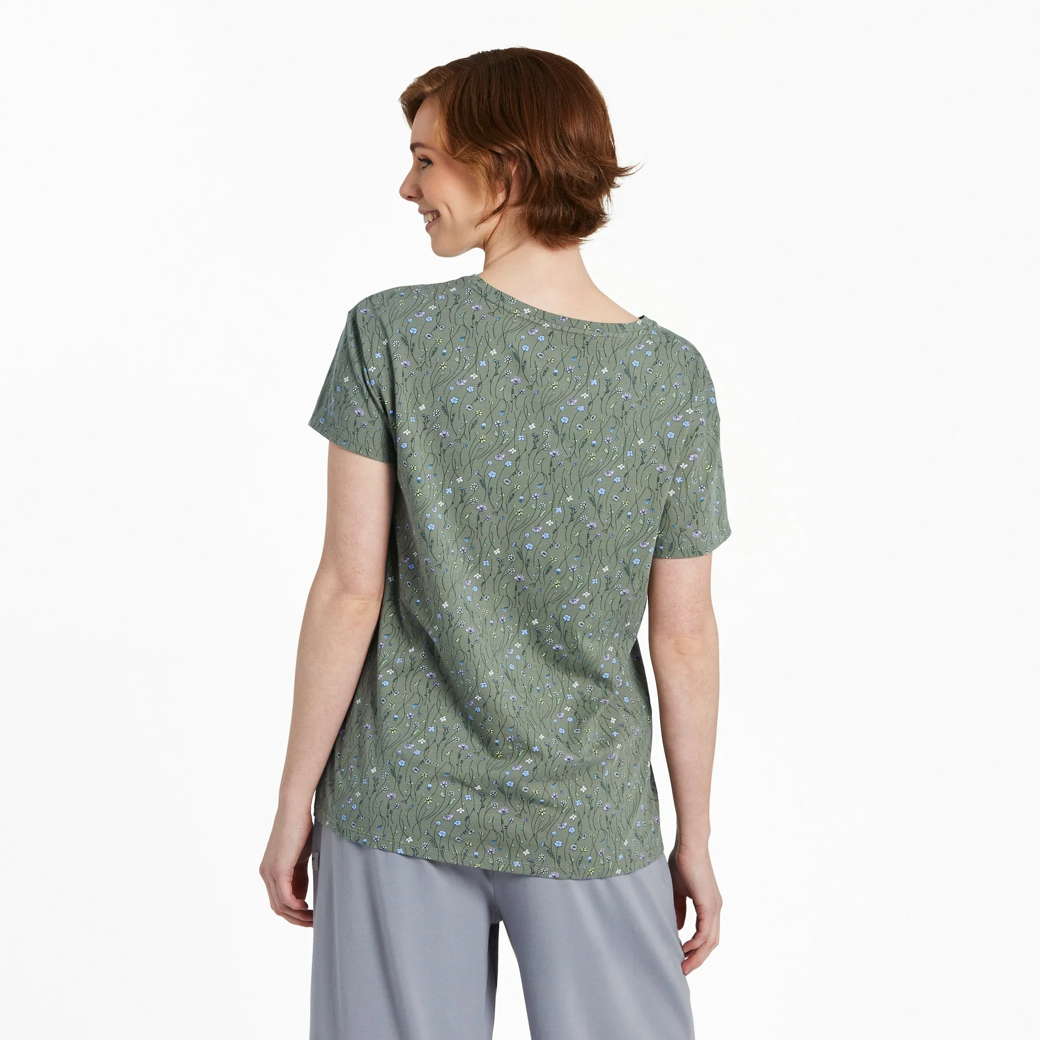 Women's Floral Sketch Pattern Crusher-LITE Easy Tee Life is Good