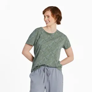 Women's Floral Sketch Pattern Crusher-LITE Easy Tee Life is Good