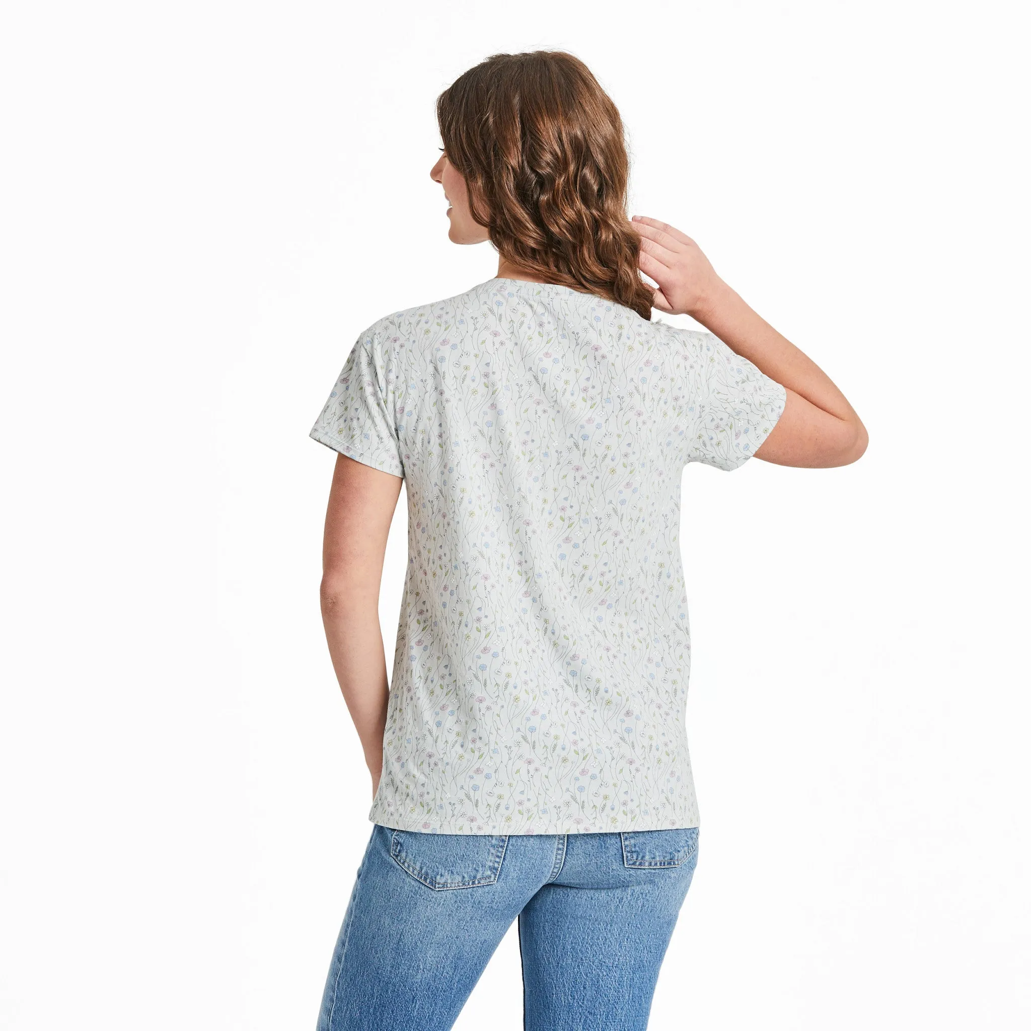 Women's Floral Sketch Pattern Crusher-LITE Easy Tee Life is Good