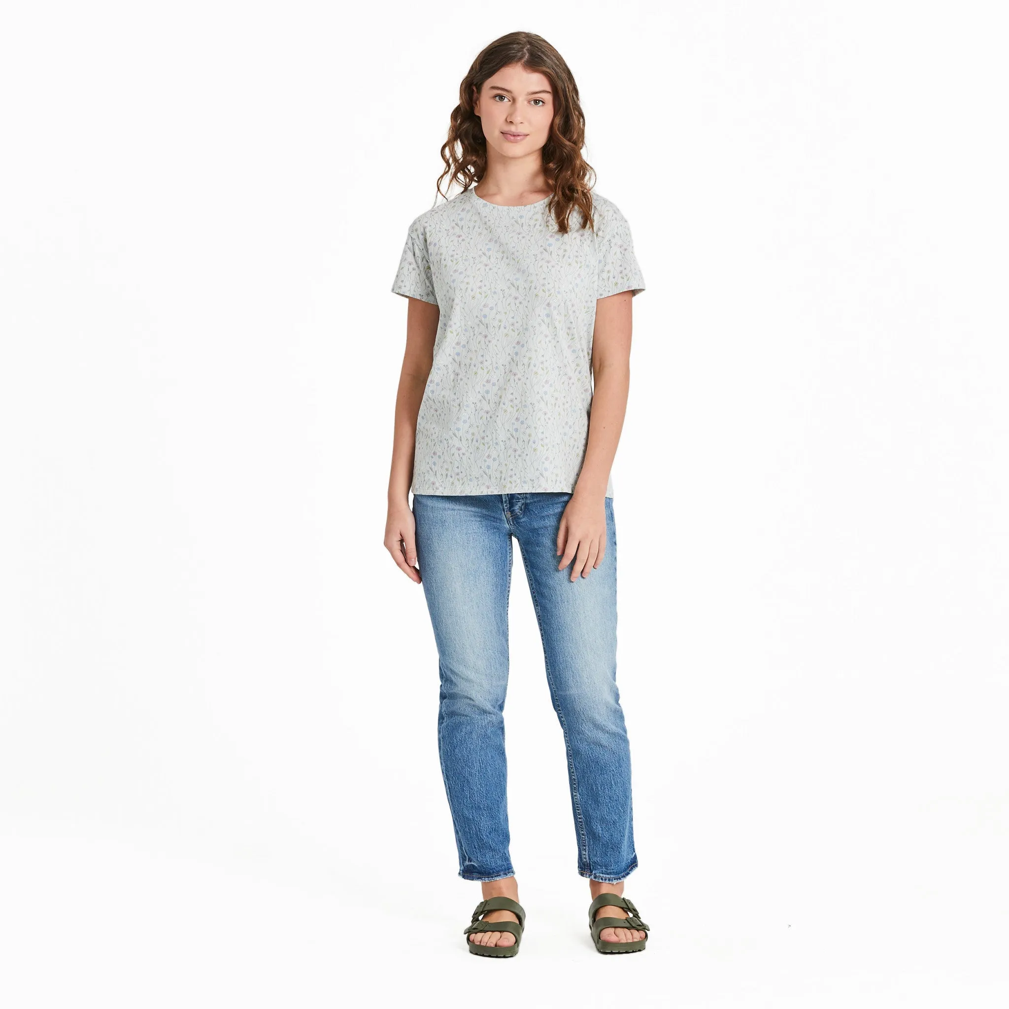 Women's Floral Sketch Pattern Crusher-LITE Easy Tee Life is Good