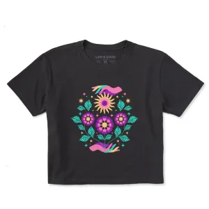 Women's Floral Sun Bloom Short Sleeve Crusher Boxy Tee Life is Good