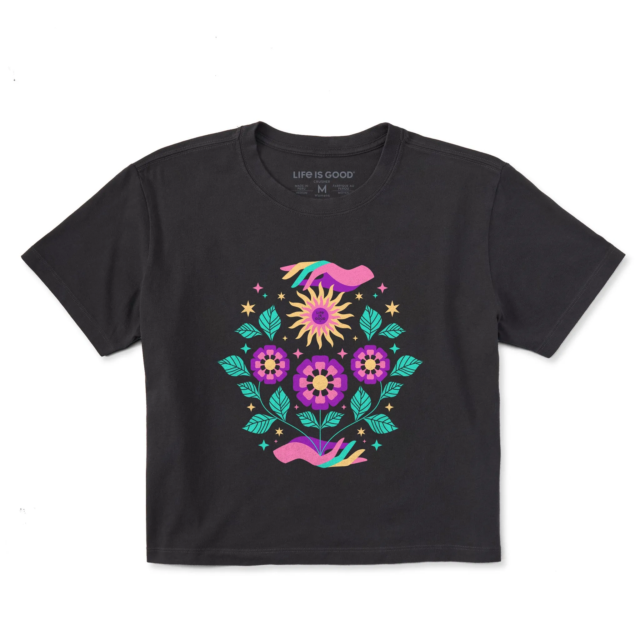 Women's Floral Sun Bloom Short Sleeve Crusher Boxy Tee Life is Good