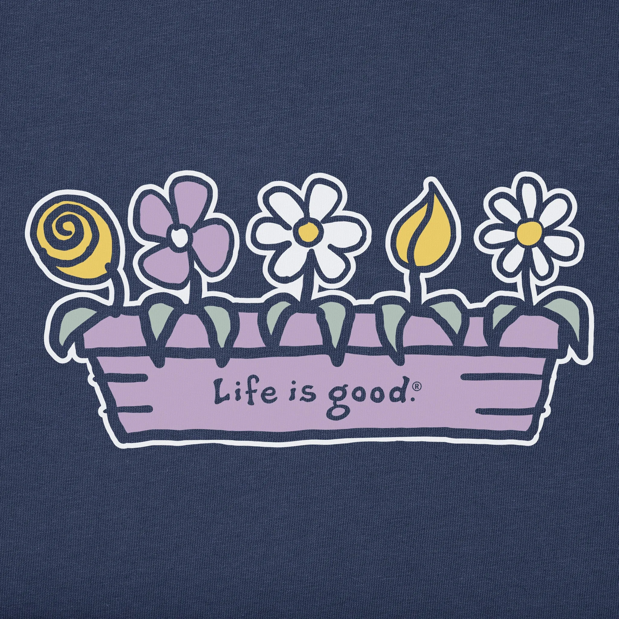 Women's Flower Box Short Sleeve Crusher Vee Life is Good