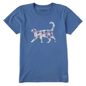 Women's Flower Cat Short Sleeve Crusher Tee Life is Good