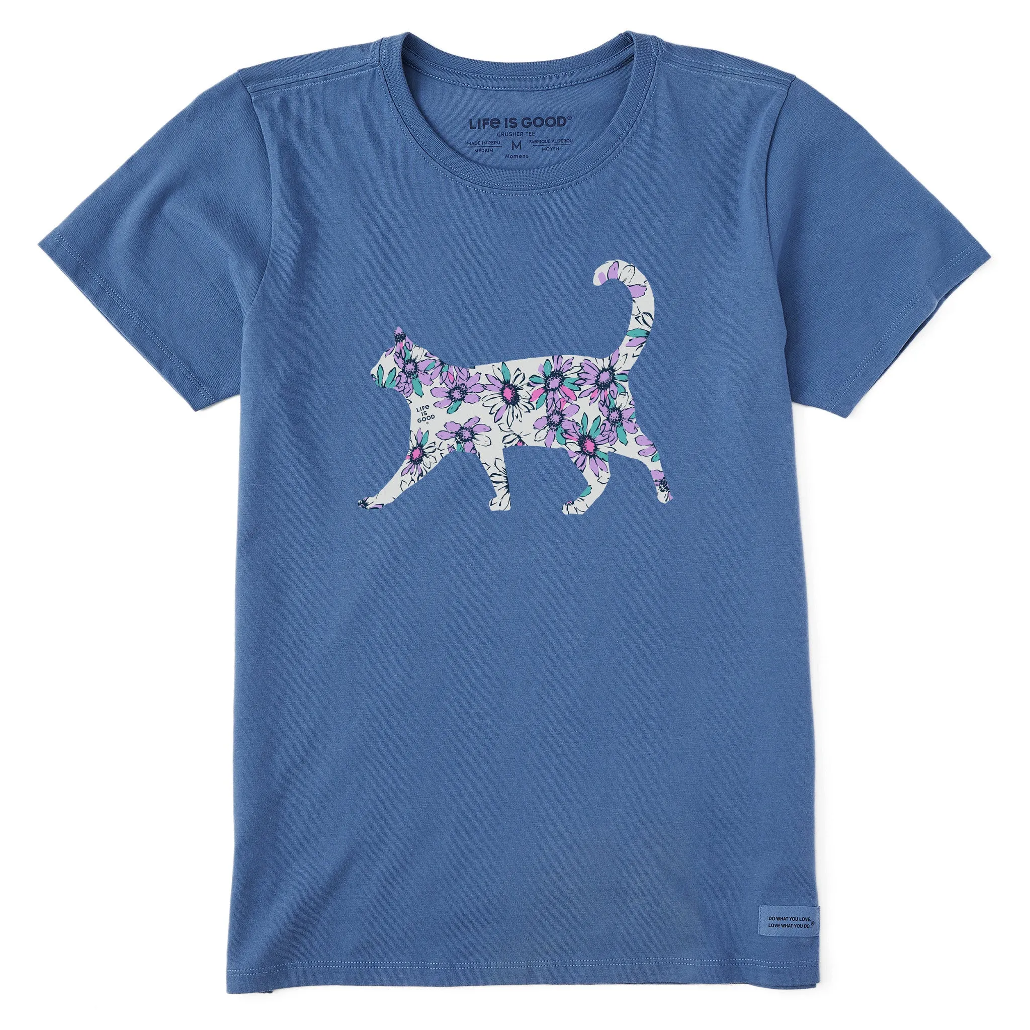 Women's Flower Cat Short Sleeve Crusher Tee Life is Good