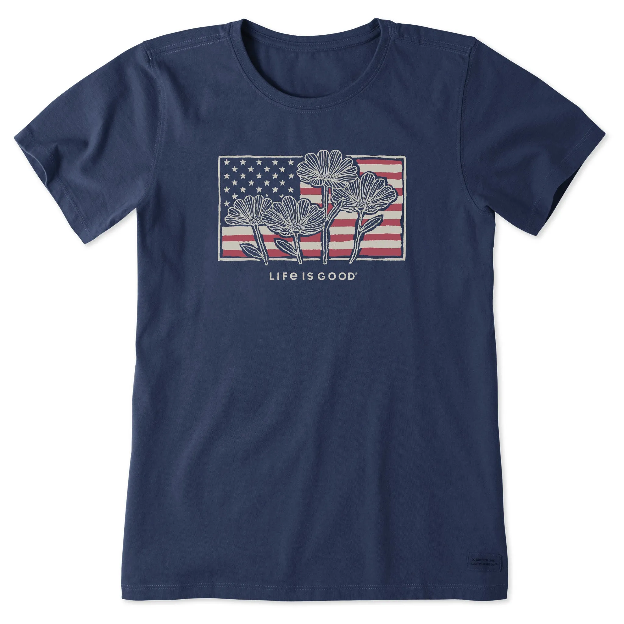 Women's Flower Flag Short Sleeve Tee Life is Good