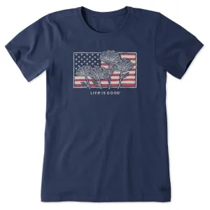 Women's Flower Flag Short Sleeve Tee Life is Good
