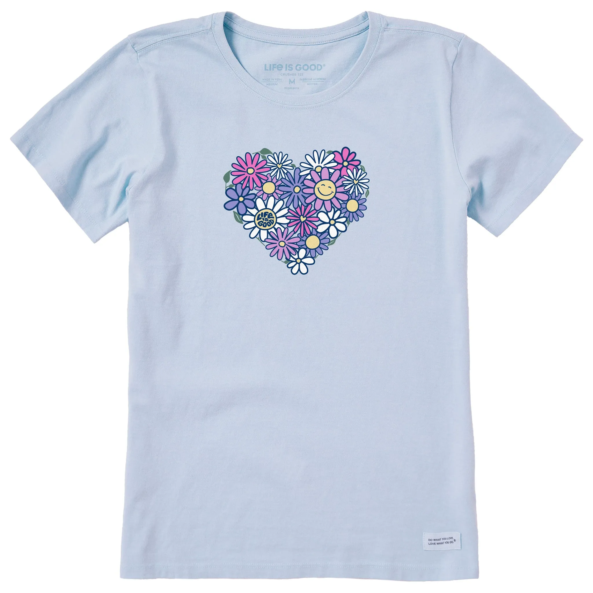 Women's Flower Heart Short Sleeve Crusher Tee Life is Good