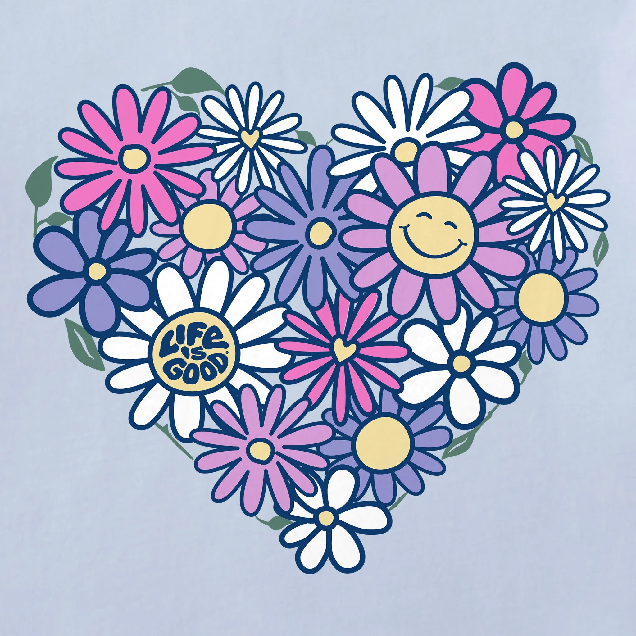 Women's Flower Heart Short Sleeve Crusher Tee Life is Good