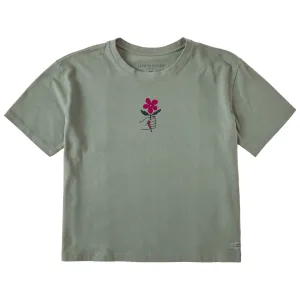 Women's Flower in Hand Short Sleeve Crusher Boxy Tee Life is Good