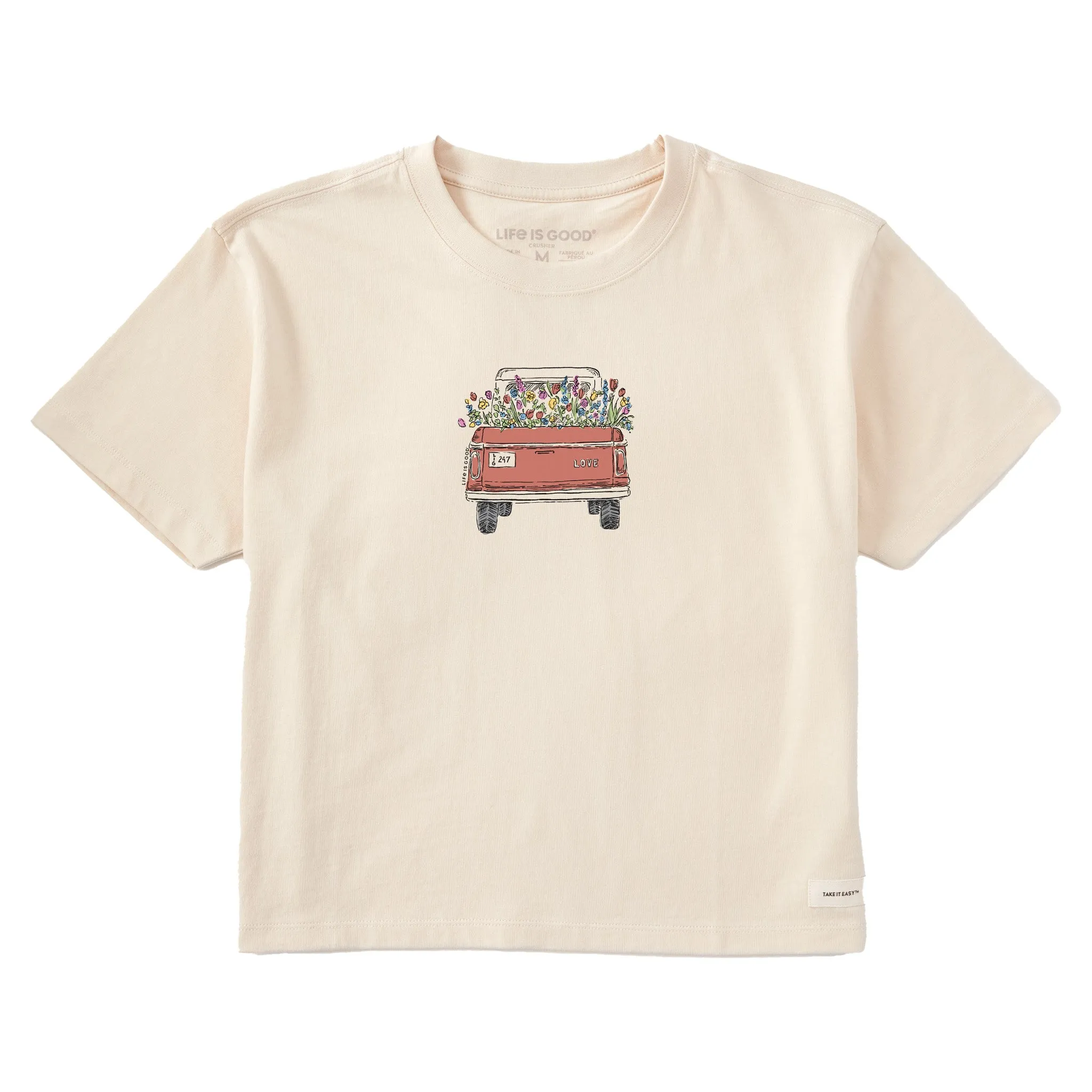Women's Flower Love Truck Short Sleeve Crusher Boxy Tee Life is Good