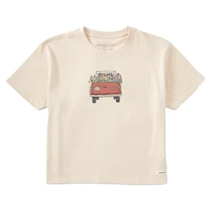 Women's Flower Love Truck Short Sleeve Crusher Boxy Tee Life is Good