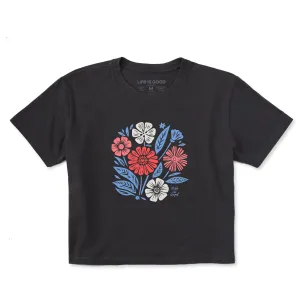 Women's Flower Medley Short Sleeve Crusher Boxy Tee Life is Good