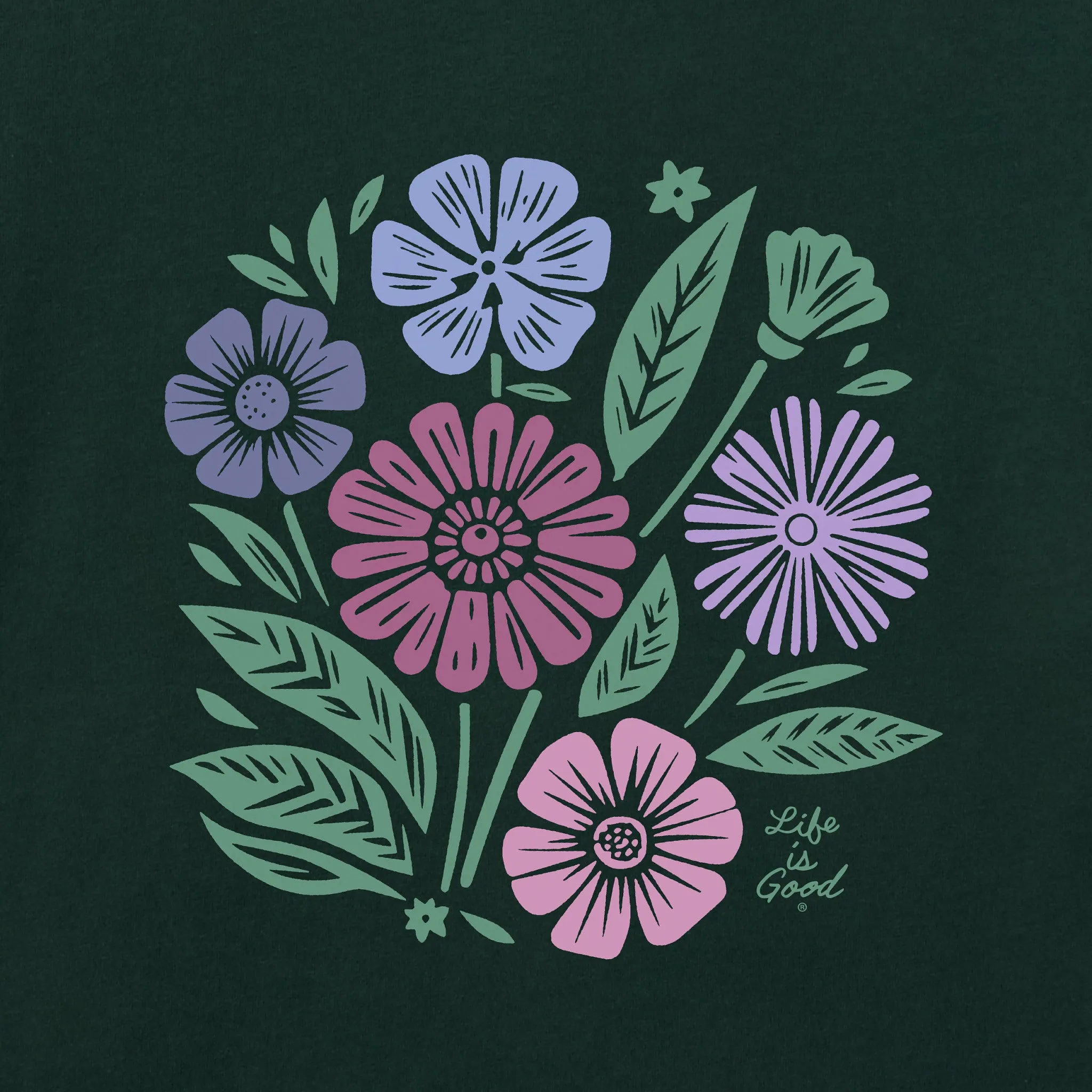 Women's Flower Medley Short Sleeve Crusher Tee Life is Good