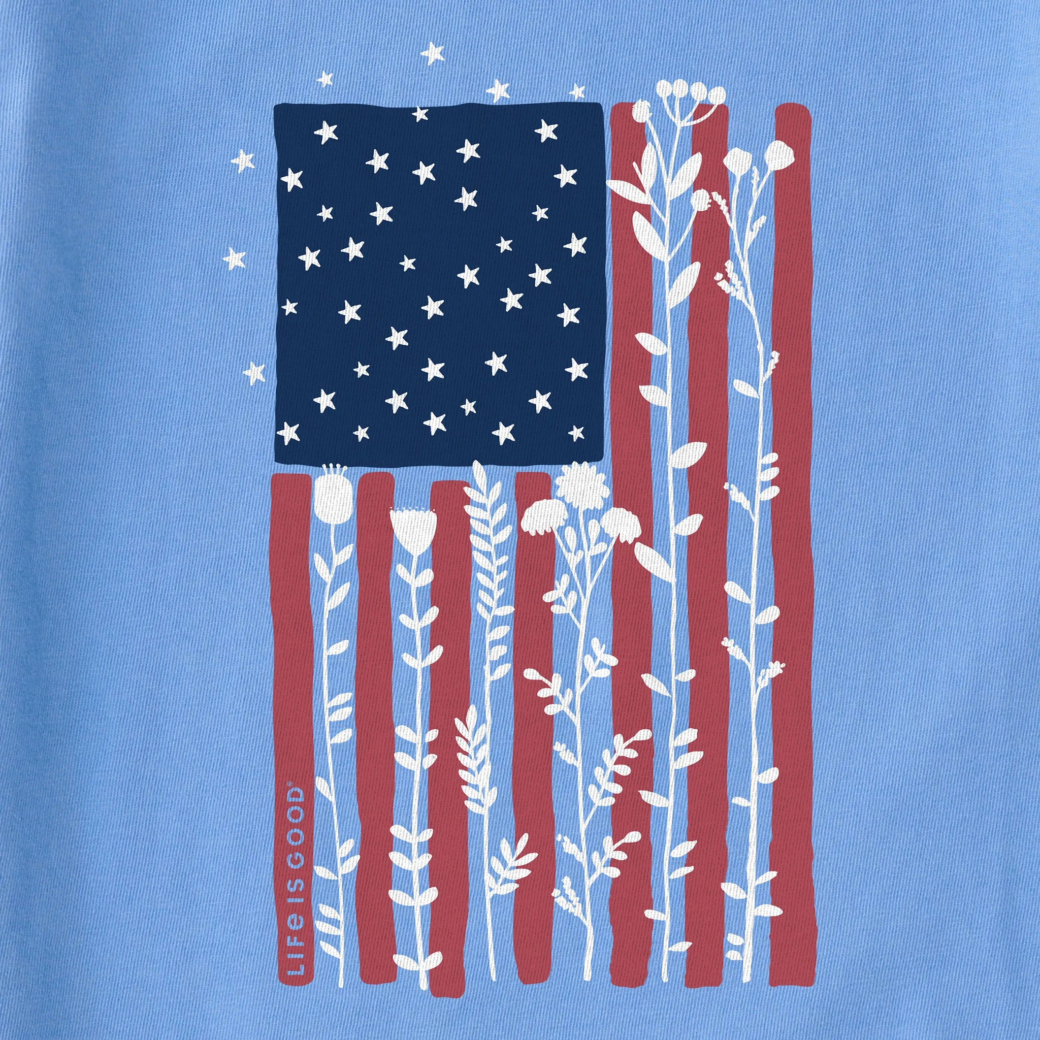 Women's Flower Tall Flag Short Sleeve Tee Life is Good