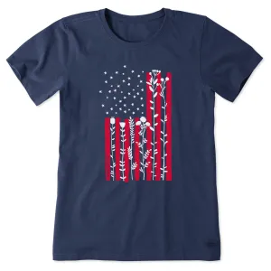 Women's Flower Tall Flag Short Sleeve Tee Life is Good