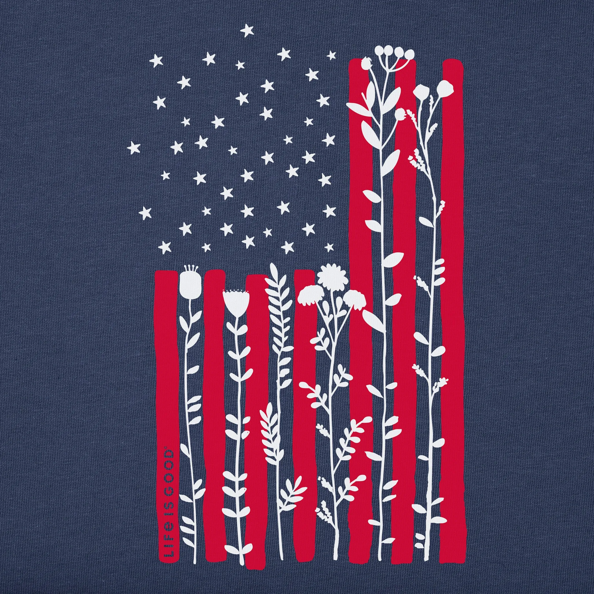 Women's Flower Tall Flag Short Sleeve Tee Life is Good