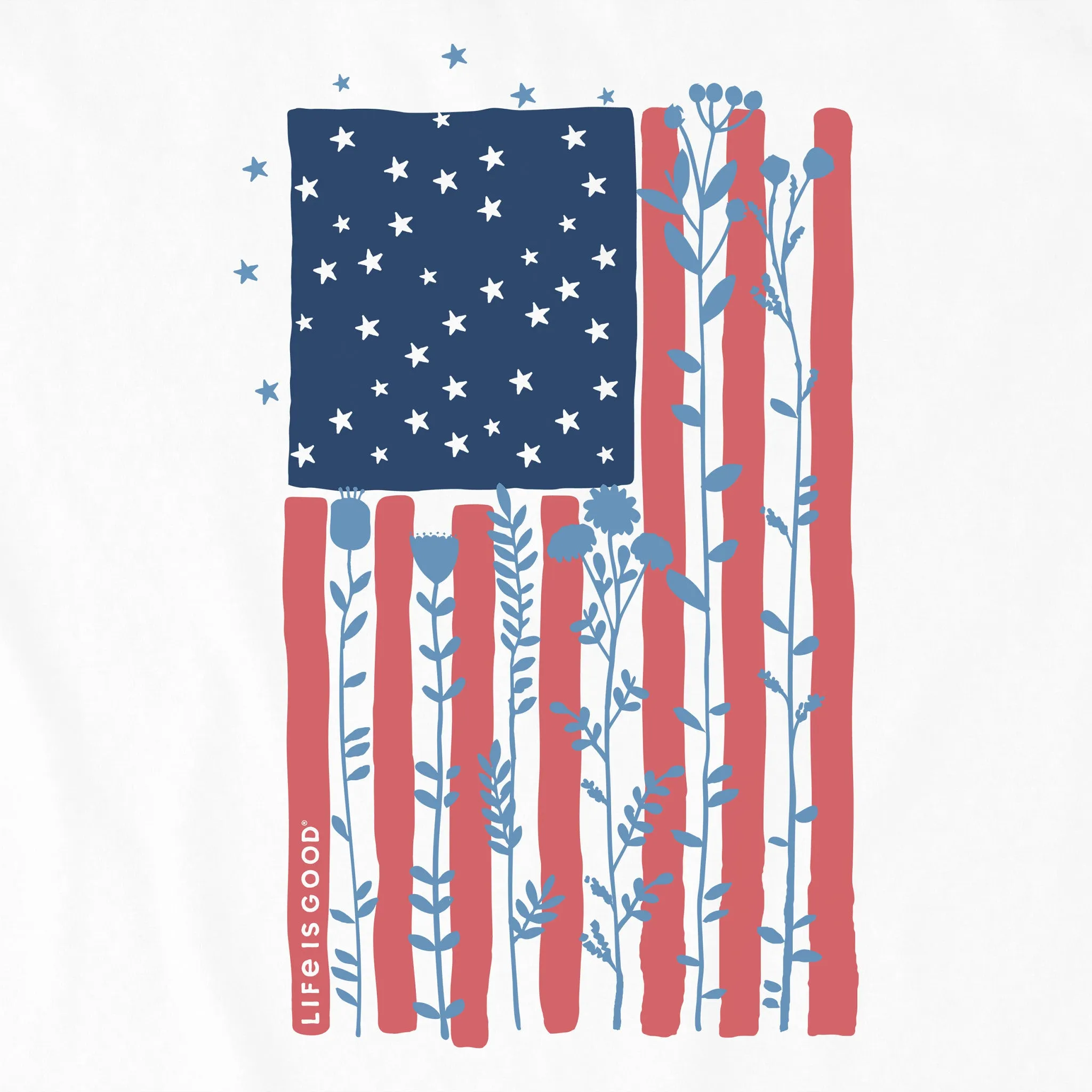 Women's Flower Tall Flag Short Sleeve Tee Life is Good