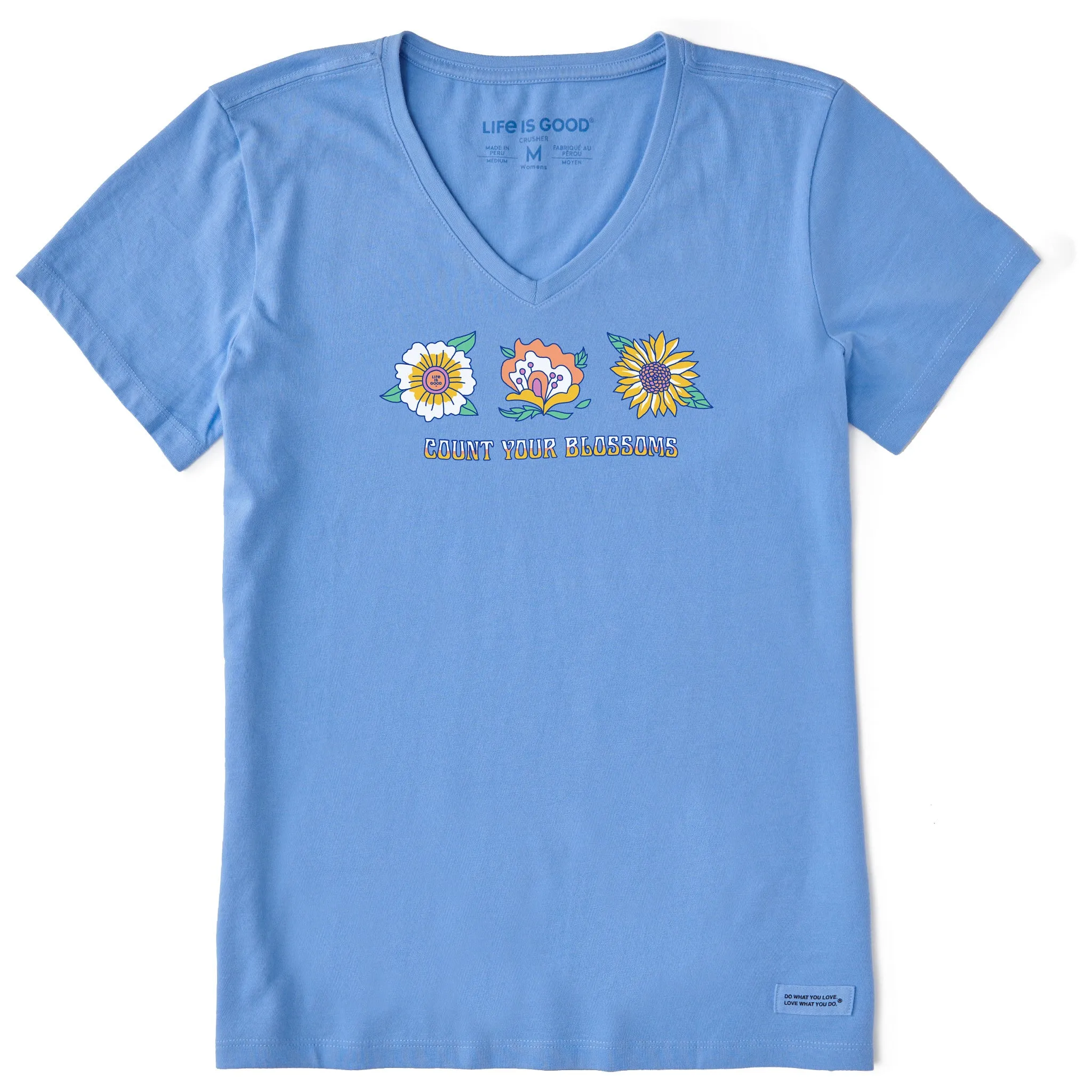 Women's Flower Trio Short Sleeve Vee Life is Good