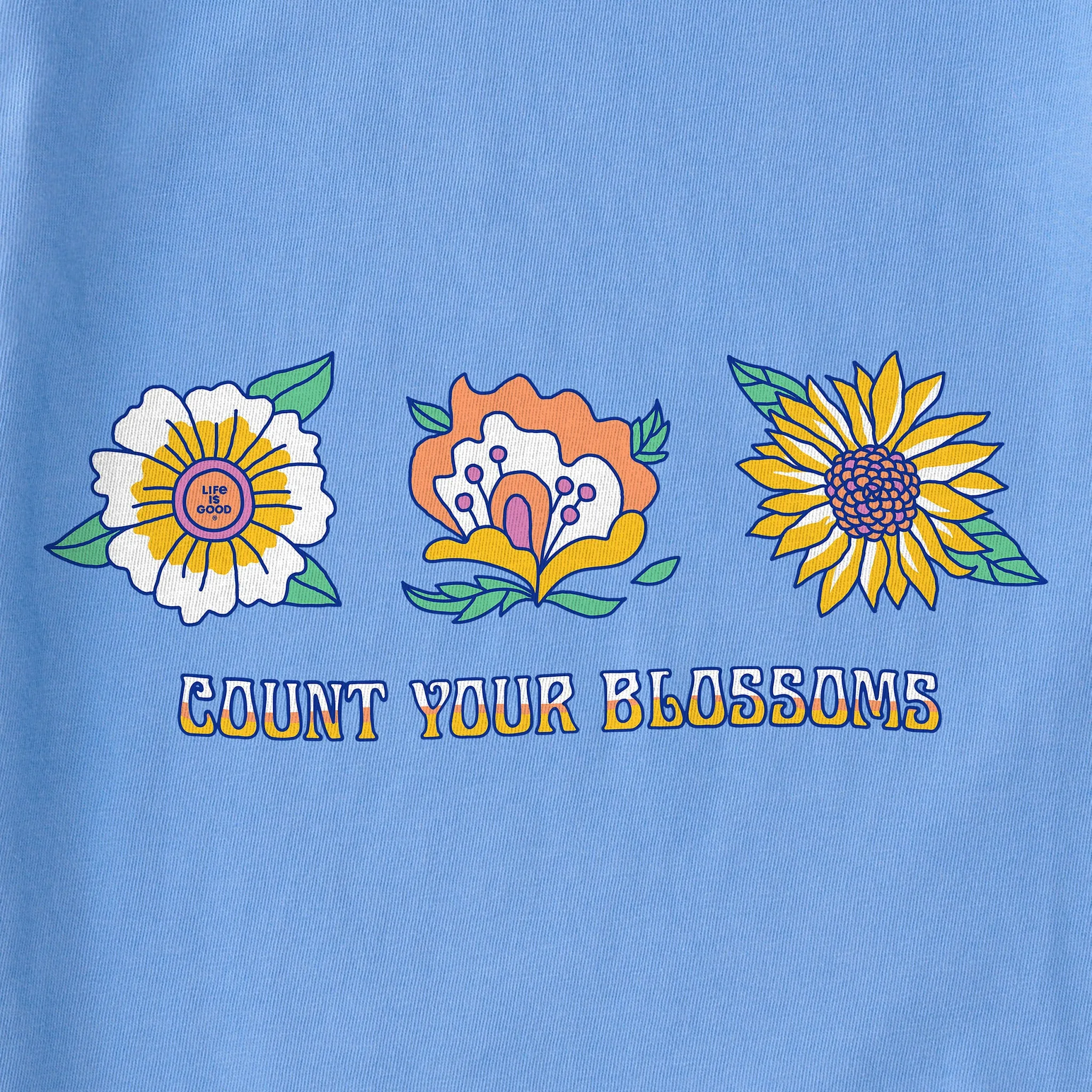 Women's Flower Trio Short Sleeve Vee Life is Good